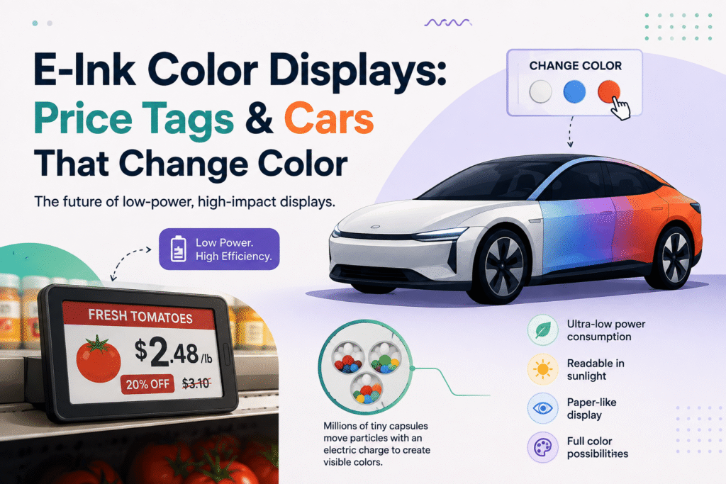 What Are E-Ink Color Displays? How Digital Price Tags and Color-Changing Cars Work